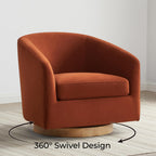 CHITA Swivel Accent Chair, Fully Assembled Fabric Barrel Armchair with FSC Certified Upholstered for Living Room, Bedroom and Office, Cream Gronata