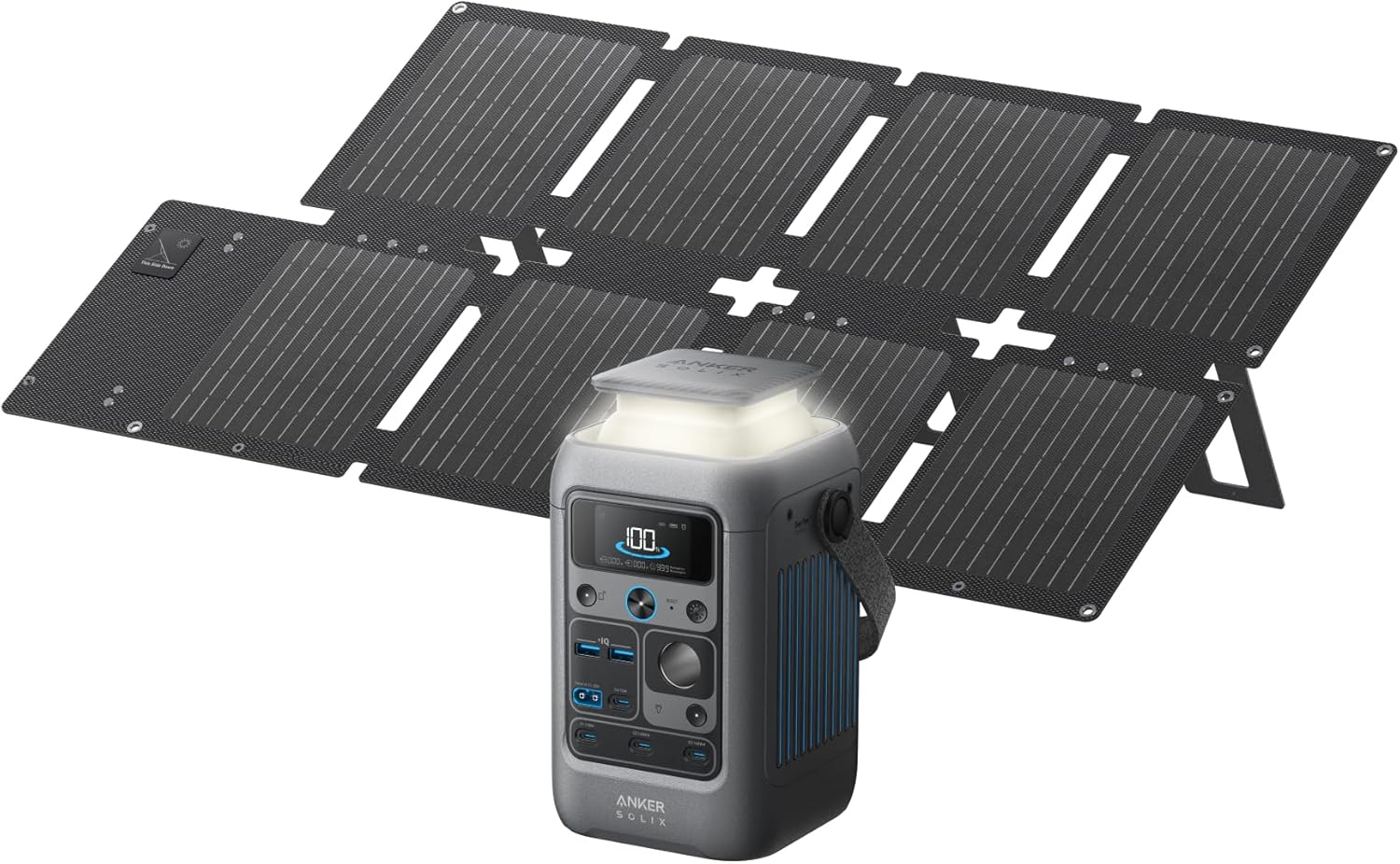 Anker SOLIX C300 DC Power Bank Station and 60W Solar Panel, 288Wh Portable Power Station, LiFePO4 Battery, 300W Solar Generator, for Outdoor, Camping, Traveling, and Emergencies Gronata