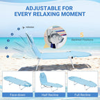 DoCred Heavy Duty Chaise Lounge Chair, Adjustable 5-Position Folding Chaise Lounge Chairs for Outside, Portable Lay Flat Beach Lounge Chair for Outdoor Sunbathing Beach Pool Lawn Camping Gronata