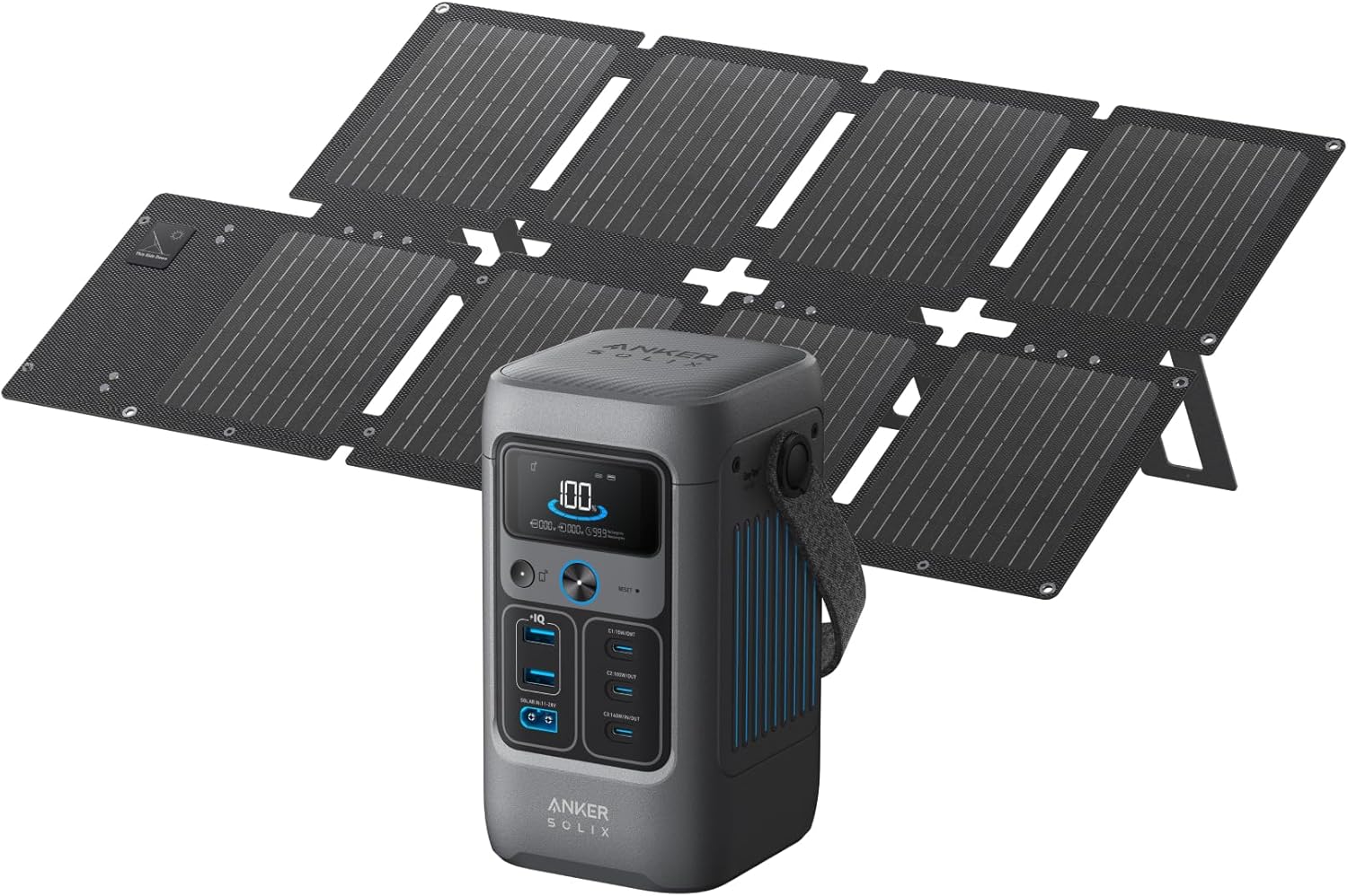 Anker SOLIX C200 DC Power Bank Station and 60W Solar Panel, 192Wh Portable Power Station, LiFePO4 Battery, 200W Solar Generator, For Outdoor, Camping, Traveling, and Emergencies Gronata