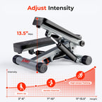 Sunny Health & Fitness Mini Steppers for Exercise at Home, Stair Step Workout Machine with Resistance Bands, Full Body Cardio Equipment with Digital Monitor - No. 012 -S Gronata