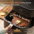 Cosori 9-in-1 TurboBlaze Air Fryer 6 Qt, PFAS-Free Ceramic Coating, 90°–450°F, Precise Heating for Even Results, Air Fry, Roast, Bake, Broil, Dry, Frozen, Proof, Reheat, Keep Warm, 120V, Dark Gray Gronata