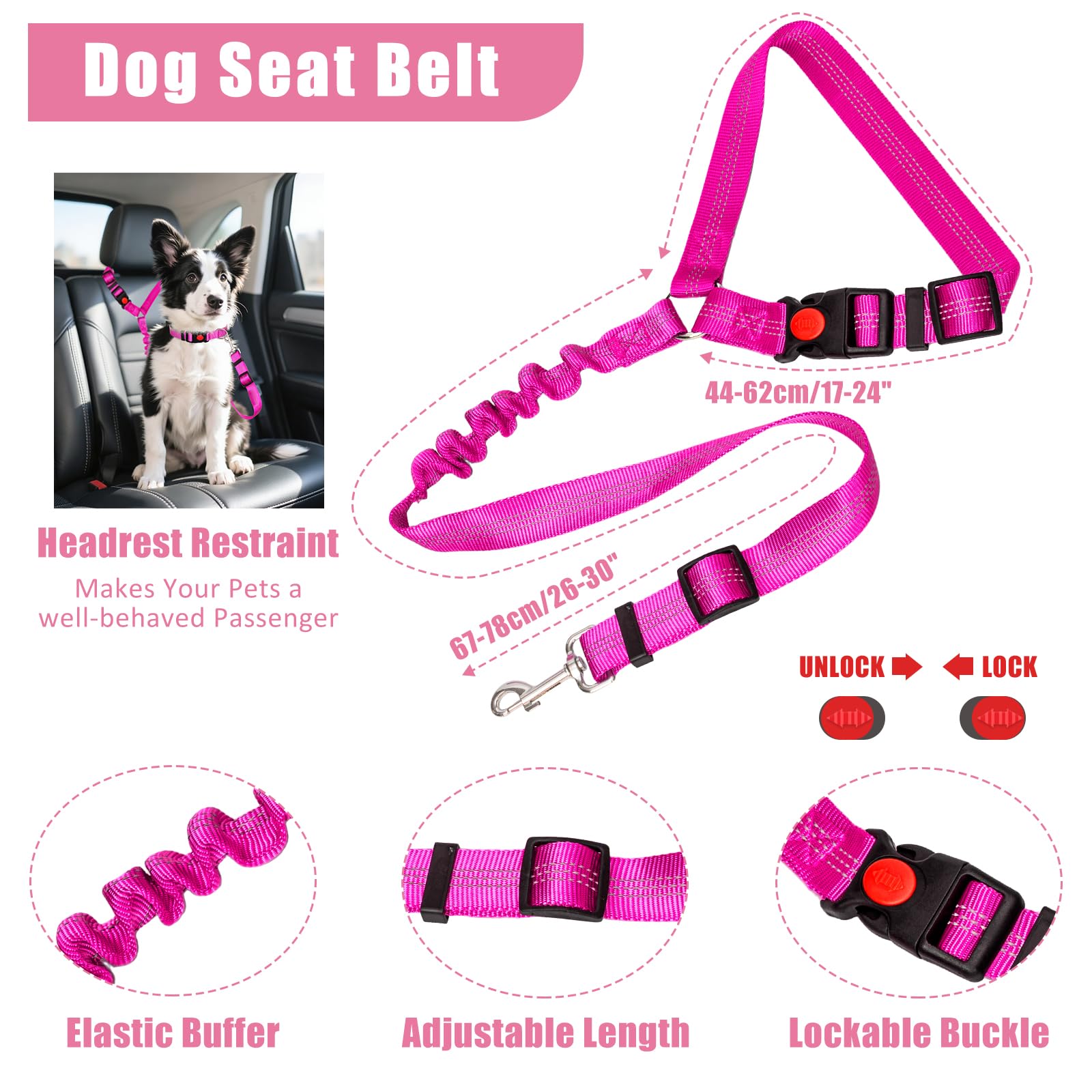 YXFDOYT No Pull Dog Harness Adjustable Collar & Leash Set - Dog Halter Harnesses Collapsible Bowls & Poop Bag Dispenser Muzzle ID Tags Toys Fits Small Medium Large Dogs (Pink-L) Gronata