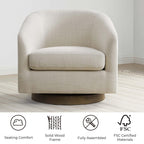 CHITA Swivel Accent Chair, Fully Assembled Fabric Barrel Armchair with FSC Certified Upholstered for Living Room, Bedroom and Office, Cream Gronata