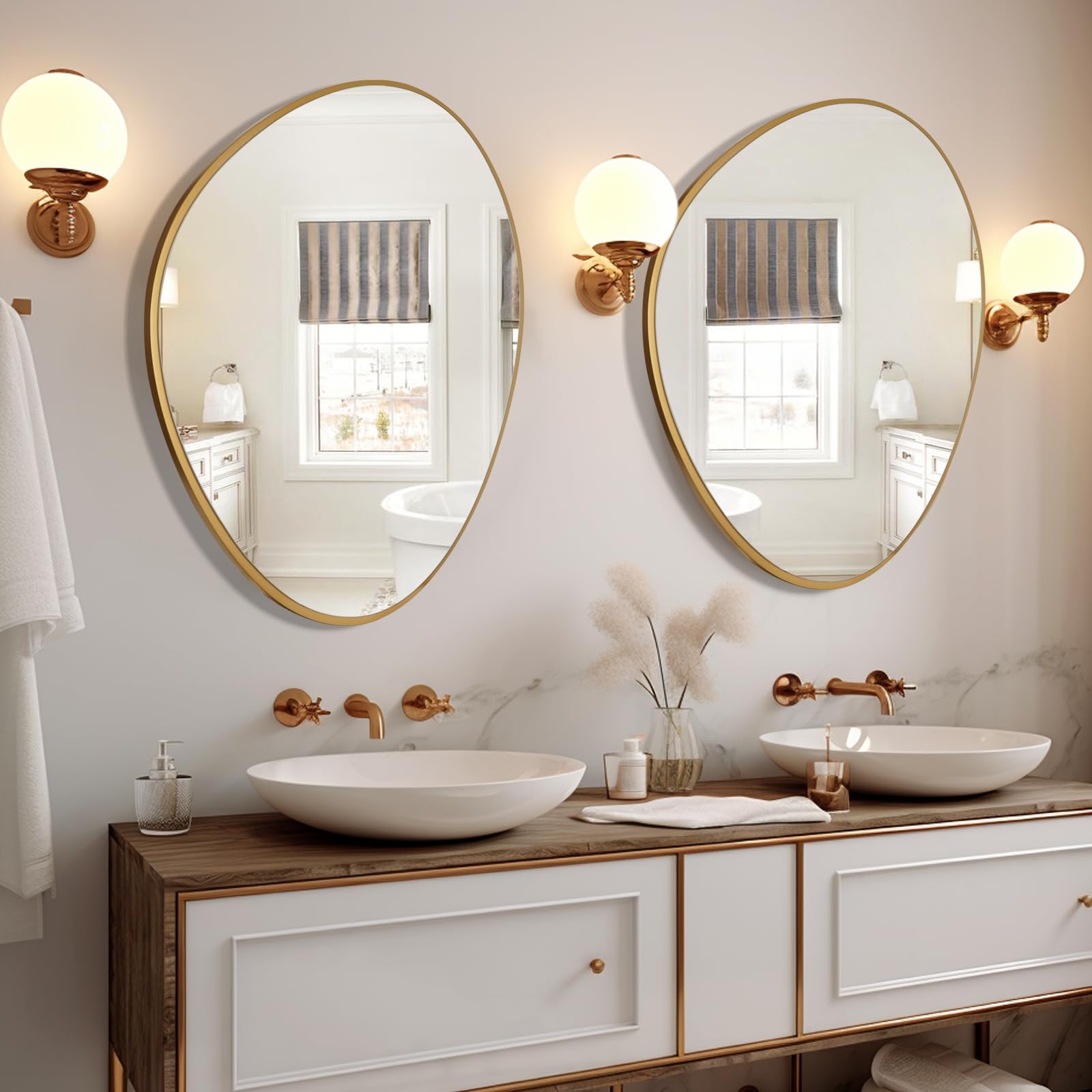 WallBeyond Asymmetrical Mirror, Irregular Mirror Full Length, Boho Wall Mirrors Decorative for Bedroom Living Room Entryway Hall, Mid Century Modern Decor 48" H x 22" W Gronata