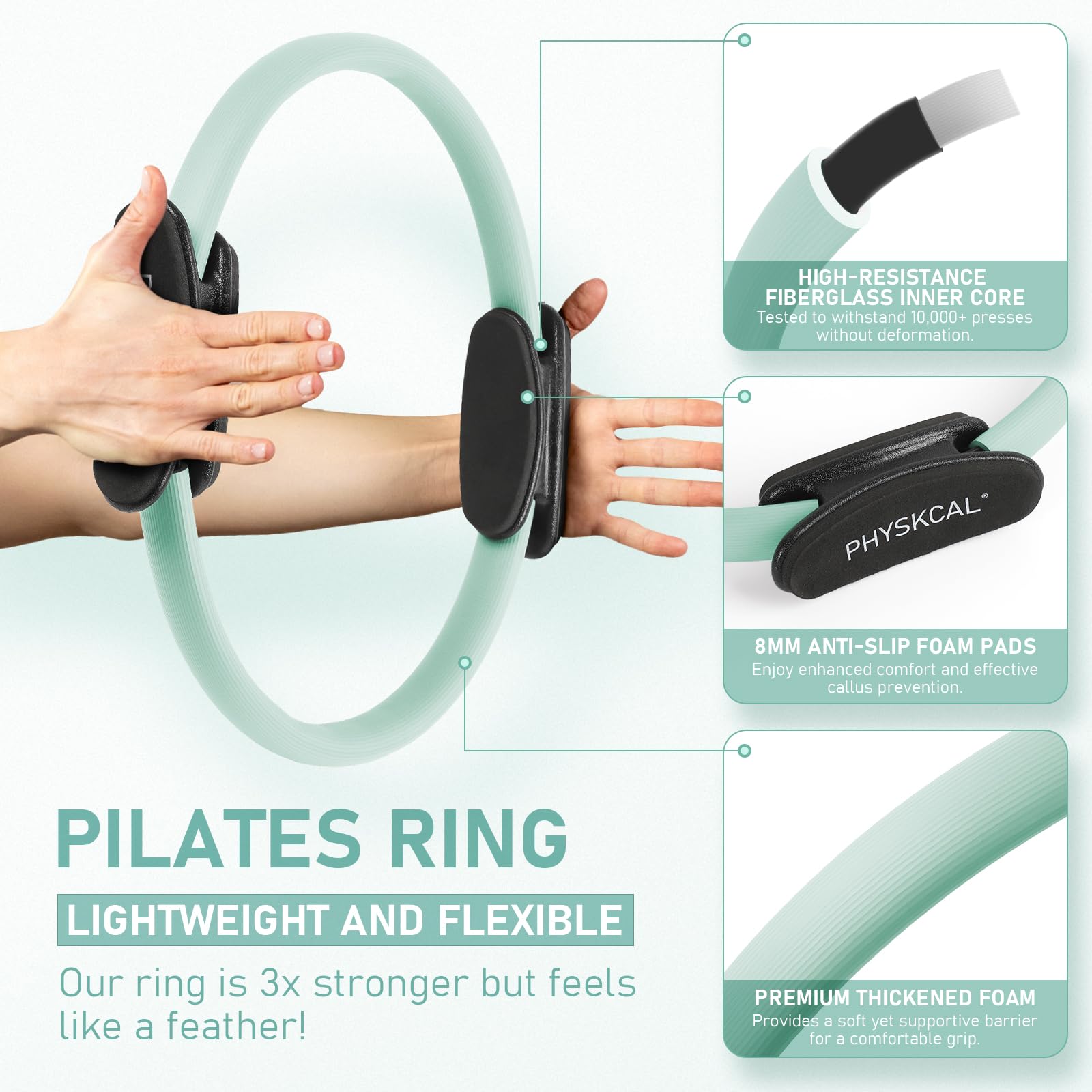 PhysKcal Pilates Ring Set, Magic Ring with 1x Core Ball, 3X Resistant Loop and 2X Flex Band, Pilates on Mat Essential Kit (Nude) Gronata