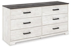 Signature Design by Ashley Shawburn Rustic 5 Drawer Chest of Smooth-Gliding Drawers and Safety Stop, White & Gray Gronata