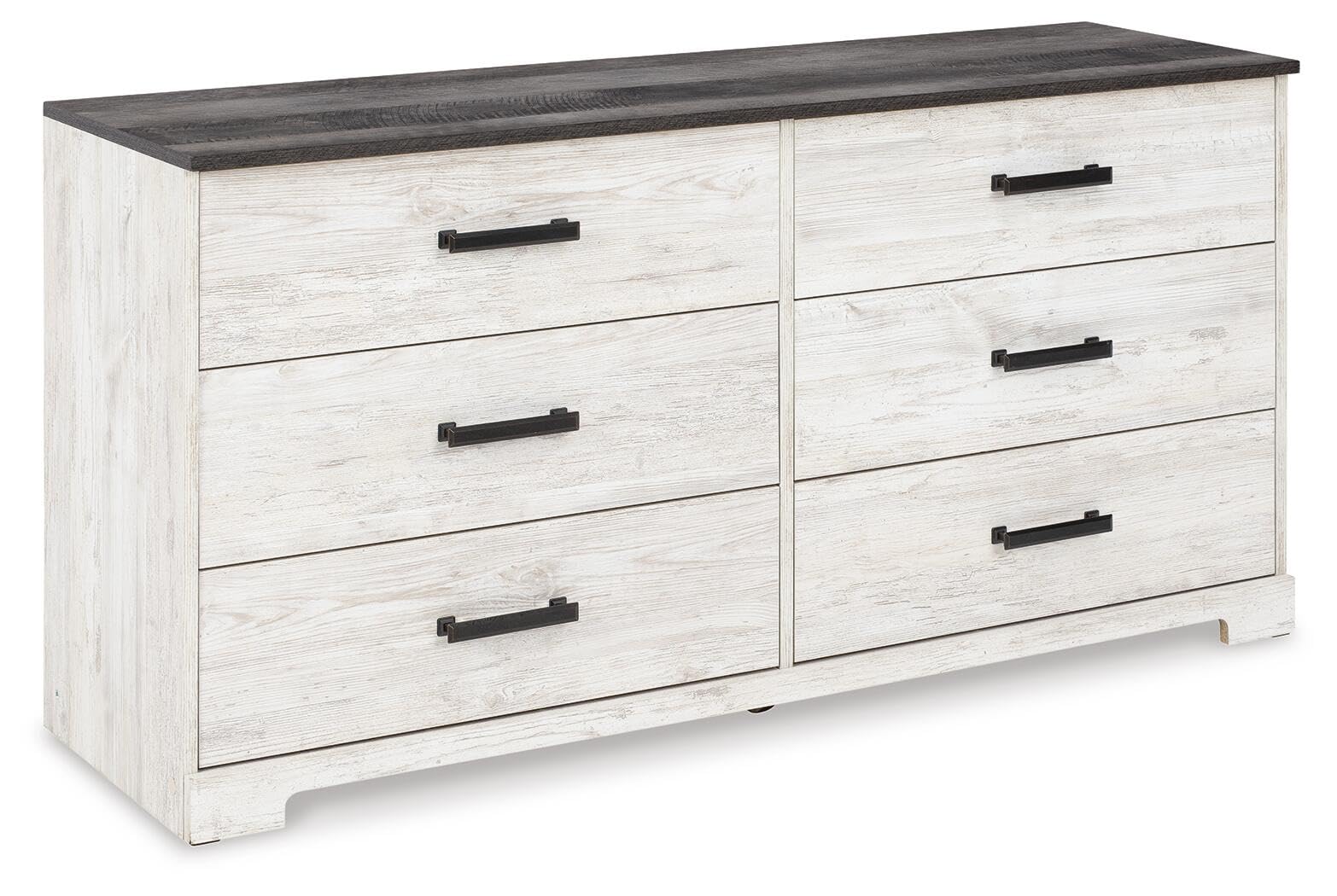 Signature Design by Ashley Shawburn Rustic 5 Drawer Chest of Smooth-Gliding Drawers and Safety Stop, White & Gray Gronata