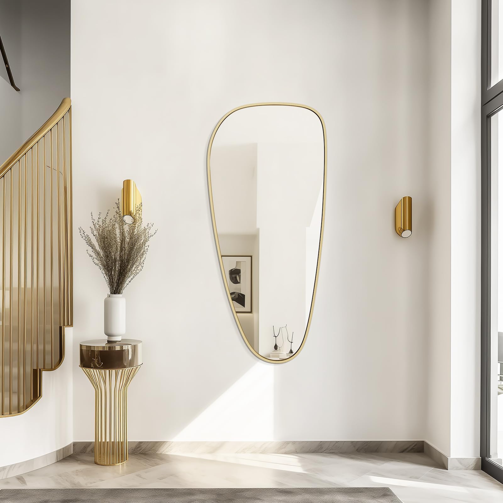 WallBeyond Asymmetrical Mirror, Irregular Mirror Full Length, Boho Wall Mirrors Decorative for Bedroom Living Room Entryway Hall, Mid Century Modern Decor 48" H x 22" W Gronata