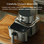 Cosori 9-in-1 TurboBlaze Air Fryer 6 Qt, PFAS-Free Ceramic Coating, 90°–450°F, Precise Heating for Even Results, Air Fry, Roast, Bake, Broil, Dry, Frozen, Proof, Reheat, Keep Warm, 120V, Dark Gray Gronata