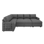 HONBAY Sectional Sleeper Sofa with Pull Out Bed U-Shape Sectional Couch Sleeper Bed with Storage Chaise 6 Seater Sleeper Sectional Sofa, Light Grey Gronata