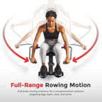 Sunny Health & Fitness Smart Compact Full Motion Rowing Machine, Full-Body Workout, Extra-Long Rail, 400 LB Weight Capacity and Free SunnyFit® App Enhanced Bluetooth Connectivity SF-RW5639SMART Gronata