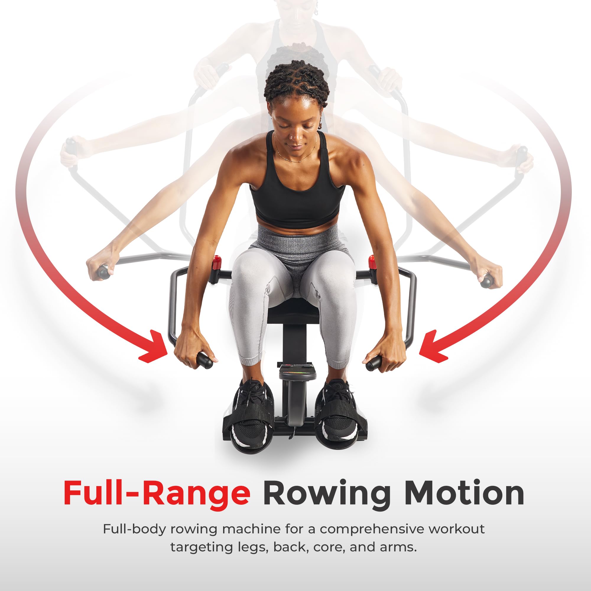 Sunny Health & Fitness Smart Compact Full Motion Rowing Machine, Full-Body Workout, Extra-Long Rail, 400 LB Weight Capacity and Free SunnyFit® App Enhanced Bluetooth Connectivity SF-RW5639SMART Gronata