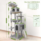 Globlazer Heavy Duty Cat Tree, 70 inch Sturdy Cat Tree for Indoor Cats Extra Large Cat Tower with Scratching Post, Hammock, Cat Condo for Adult Cats Kittens, F70 Pro, Light Grey Gronata