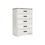Signature Design by Ashley Shawburn Rustic 5 Drawer Chest of Smooth-Gliding Drawers and Safety Stop, White & Gray Gronata