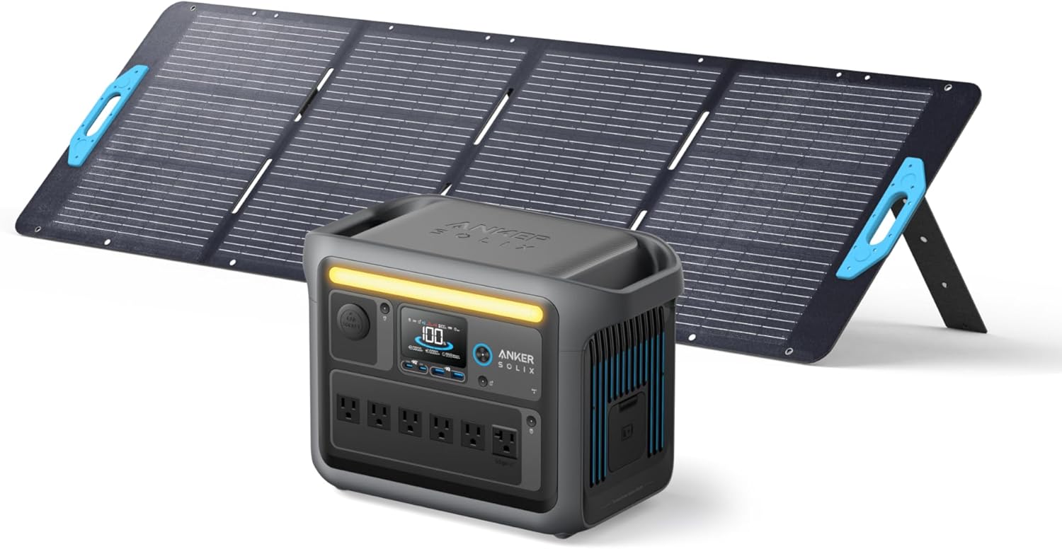Anker SOLIX C1000 Portable Power Station with 200W Solar Panel, 1800W Solar Generator, 1056wh LFP (LiFePO4) Battery, 6 AC Outlets, Up to 2400W for Home, Power Outages, and Outdoor Camping Gronata