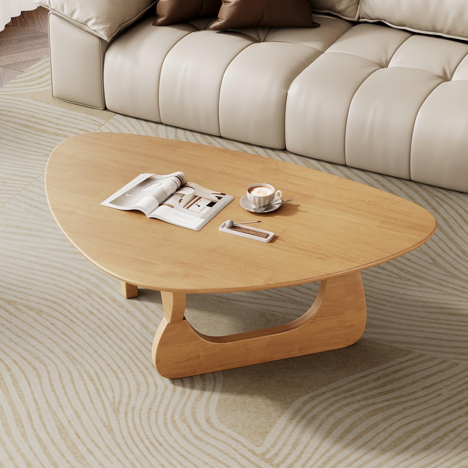 Mid Century Modern Coffee Table - Walnut Wooden Coffee Table for Living Room,Center Table Suitable for Bedroom Living Room Reception Office Tables (Walnut, Small 34.5 * 23.5 * 16in) Gronata