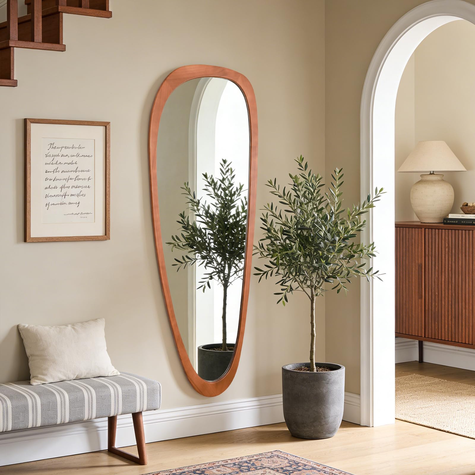 WallBeyond Asymmetrical Mirror, Irregular Mirror Full Length, Boho Wall Mirrors Decorative for Bedroom Living Room Entryway Hall, Mid Century Modern Decor 48" H x 22" W Gronata