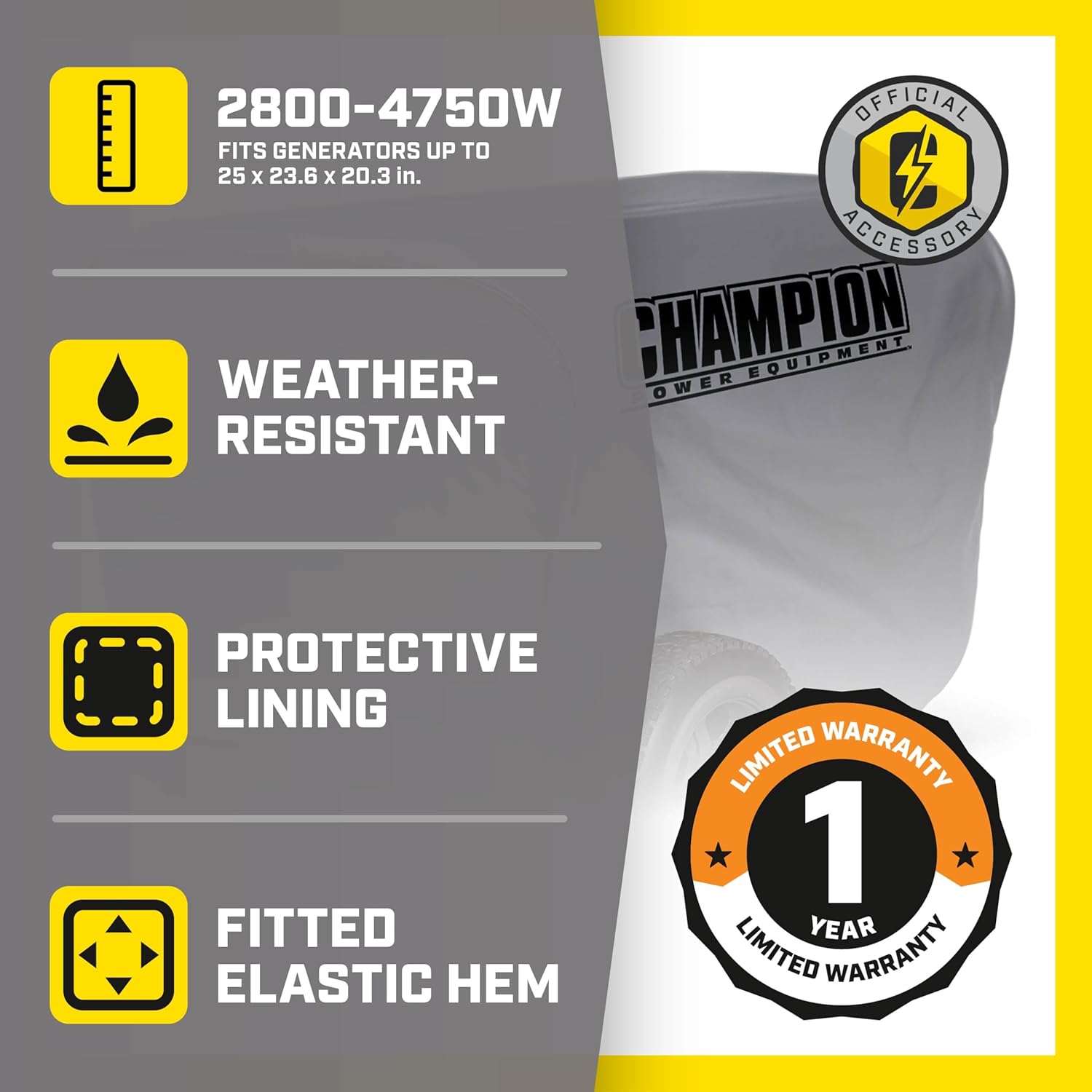 Champion Power Equipment Weather-Resistant Storage Cover for 2800-4750-Watt Portable Generators Gronata