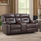 EBELLO Faux Leather Recliner Sofa Furniture Set for Living Room, 2 Recliner Chairs, 3 Seat Reclining Sofa Couch Set for Meeting Room, Brown Gronata
