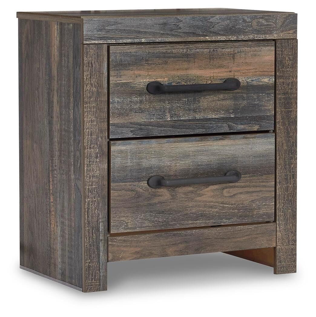 Signature Design by Ashley Wynnlow Rustic 2 Drawer Two Drawer Nightstand, 24.41" Tall, Weathered Gray Gronata