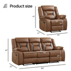 EBELLO Faux Leather Recliner Sofa Furniture Set for Living Room, 2 Recliner Chairs, 3 Seat Reclining Sofa Couch Set for Meeting Room, Brown Gronata