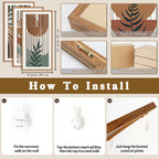 IARTTOP Large Boho Mid-century Modern Wood Wall Art 16x32 Inch Framed Green Abstract Leaf Wooden Wall Decor Bohemian Minimalist Geometric Wall Art Decor for Bedroom Living Room Office Set of 3 Gronata