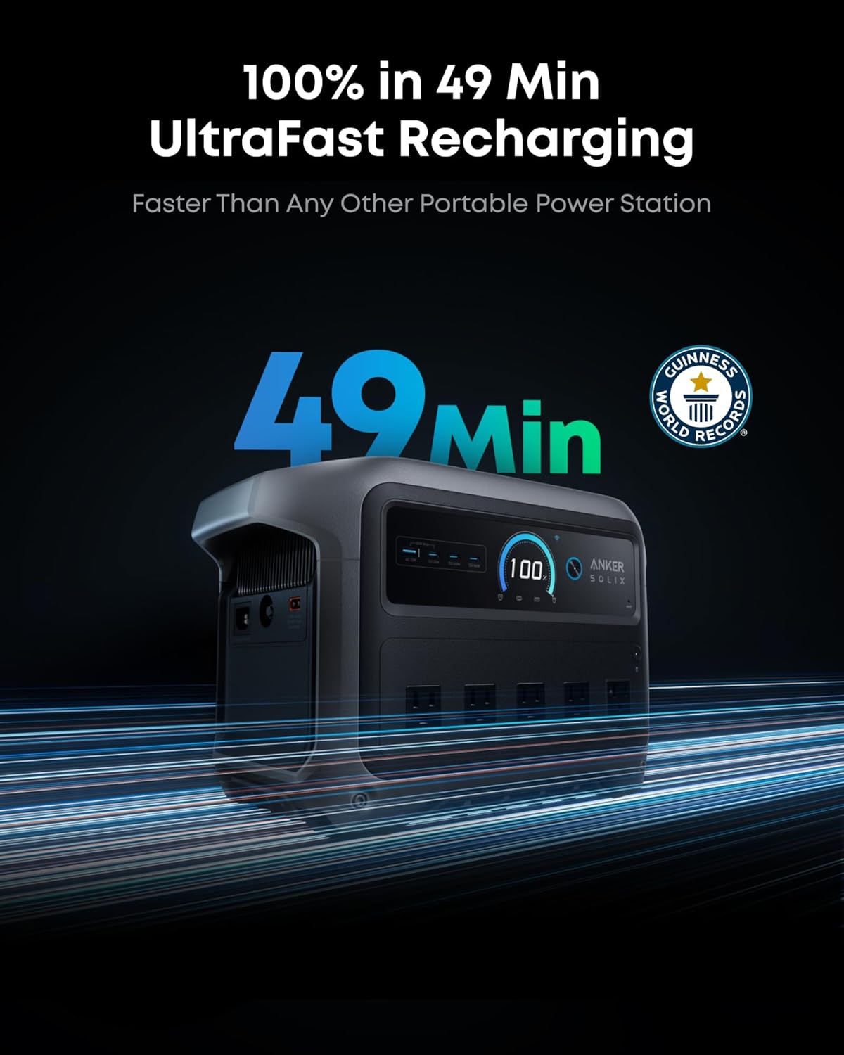 Anker SOLIX C1000 Gen 2 Portable Power Station, 2,000W (Peak 3,000W) Solar Generator, Full Charge in 49 Min, 1,024Wh LiFePO4 Battery for Home Backup, Power Outages, and Camping (Optional Solar Panel) Gronata