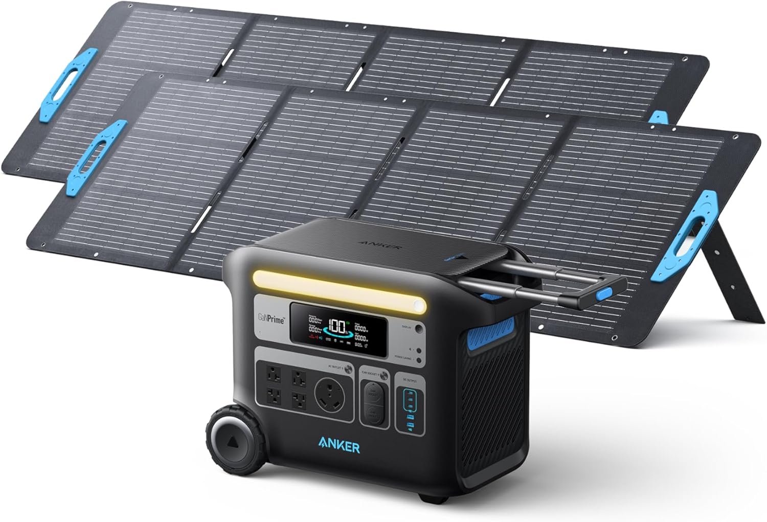 Anker SOLIX F2000 Solar Generator, 2048Wh Portable Power Station with LiFePO4 Batteries and 2× 200W Solar Panel, GaNPrime Technology, 4 AC Outlets Up to 2400W for Home, Power Outages, Camping, and RVs Gronata