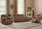 EBELLO Faux Leather Recliner Sofa Furniture Set for Living Room, 2 Recliner Chairs, 3 Seat Reclining Sofa Couch Set for Meeting Room, Brown Gronata