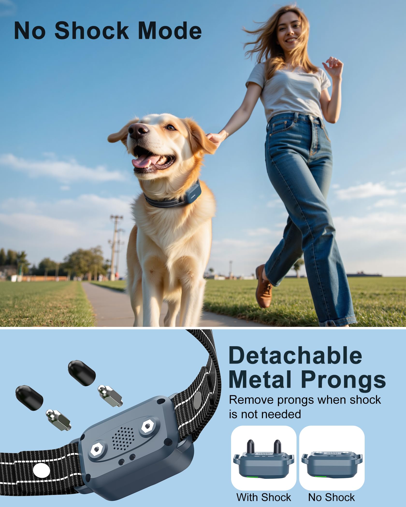 Jugbow Dog Shock Collar - 4500FT Dog Training Collar with Remote, IPX8 Waterproof Electric Dog Collar with 4 Training Modes, Security Lock, Rechargeable eCollar for 10-120lbs Small Medium Large Dogs Gronata