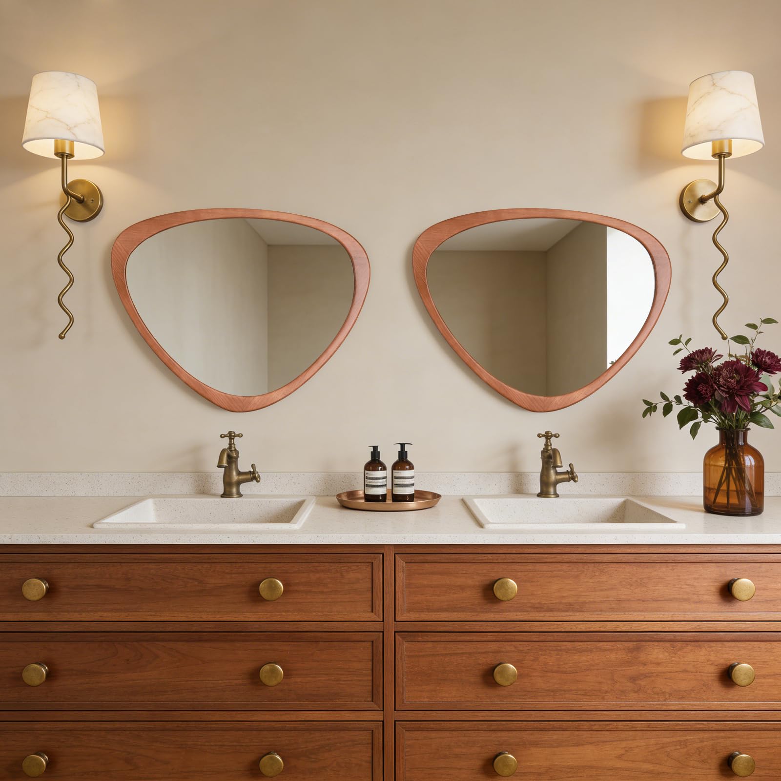 WallBeyond Asymmetrical Mirror, Irregular Mirror Full Length, Boho Wall Mirrors Decorative for Bedroom Living Room Entryway Hall, Mid Century Modern Decor 48" H x 22" W Gronata