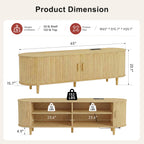 OneBlis 70" Mid Century Modern TV Stand, Wood TV Consoles with Sliding Doors and Power Outlet, Entertainment Center with Adjustable Shelves, Fluted TV Stands for Living Room, Walnut Gronata