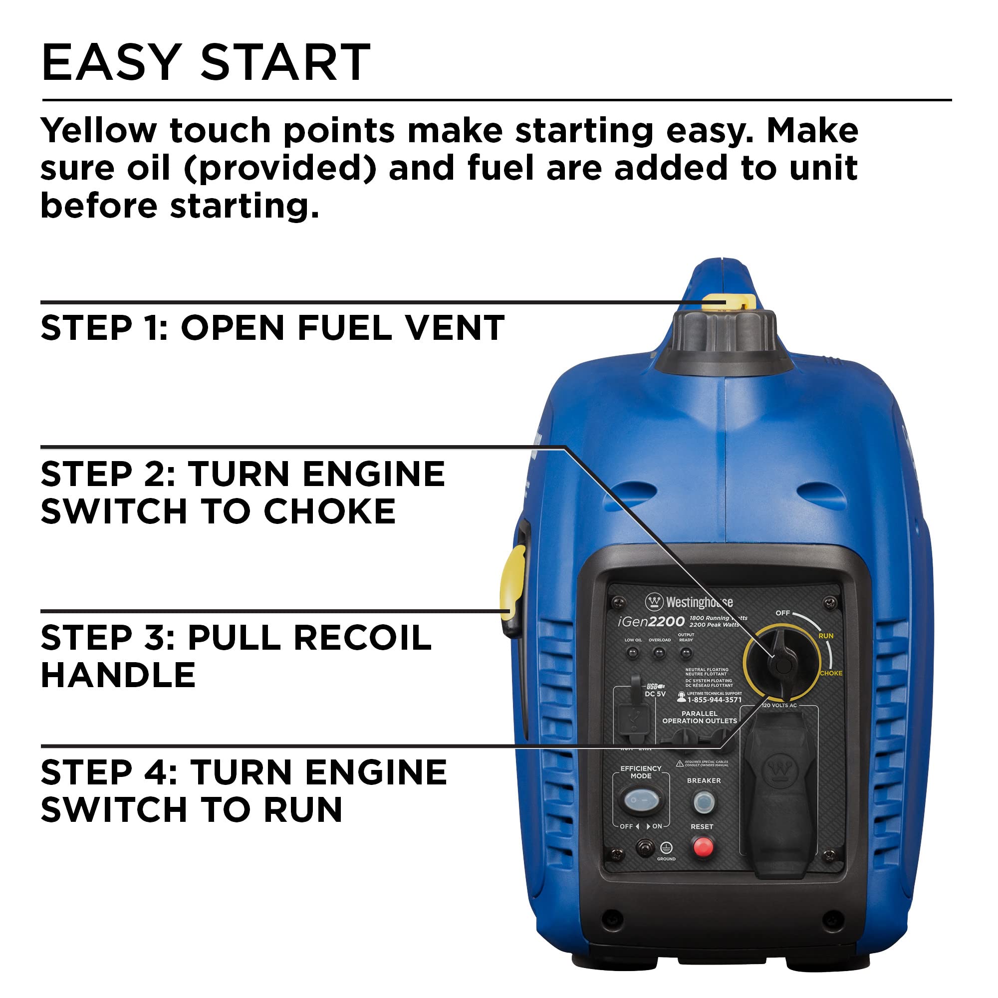 Westinghouse 2800 Peak Watt Super Quiet & Lightweight Portable Inverter Generator, Gas Powered, Parallel Capable, Long Run Time Gronata