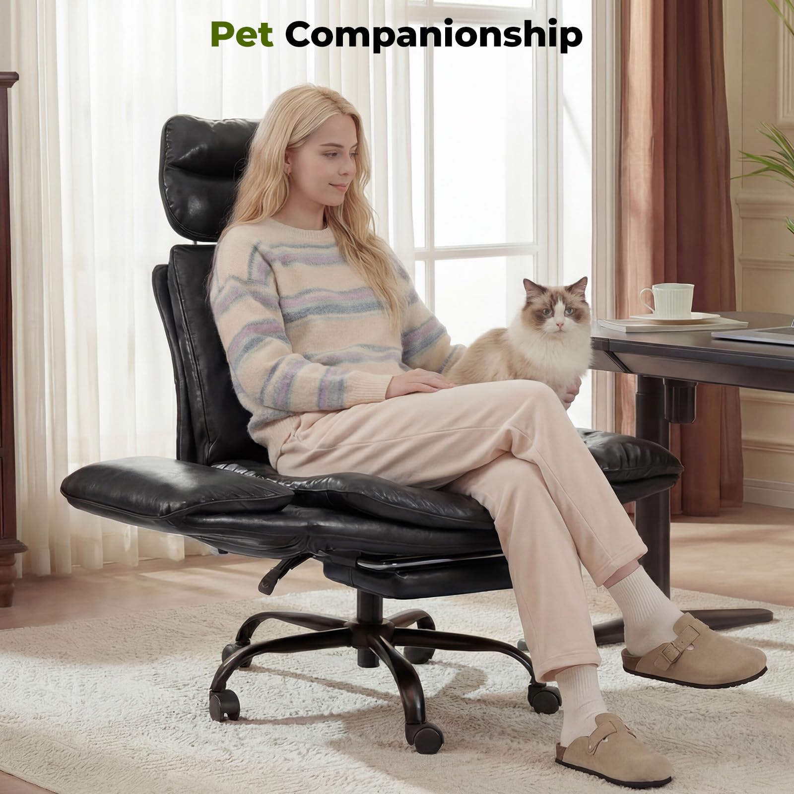 HOMRELEXA Criss Cross Office Chair with Armrests & Wheels, Comfy Velvet Vanity Chair, Ergonomic Executive Gaming Computer Chairs with Foot Rest, Wide Seat Reclining Desk Chair, White Gronata