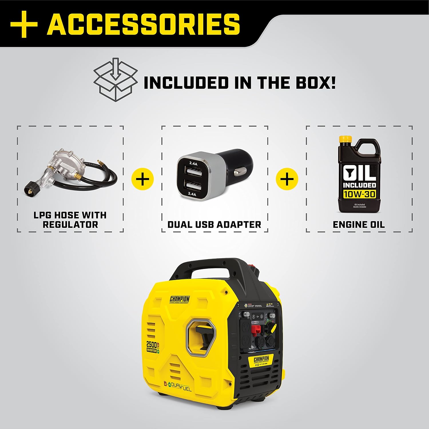 Champion Power Equipment 2500-Watt Dual Fuel Ultralight Portable Inverter Generator with Quiet Technology and CO Shield Gronata