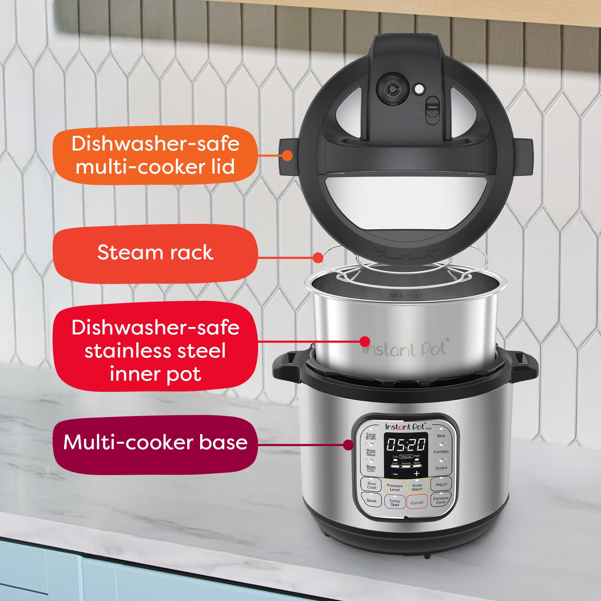 Instant Pot Duo 7-in-1 Electric Pressure Cooker, Slow Cooker, Rice, Steamer, Sauté, Yogurt Maker, Warmer & Sterilizer, Includes App With Over 800 Recipes, Stainless Steel, 6 Quart Gronata