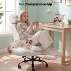 HOMRELEXA Criss Cross Office Chair with Armrests & Wheels, Comfy Velvet Vanity Chair, Ergonomic Executive Gaming Computer Chairs with Foot Rest, Wide Seat Reclining Desk Chair, White Gronata