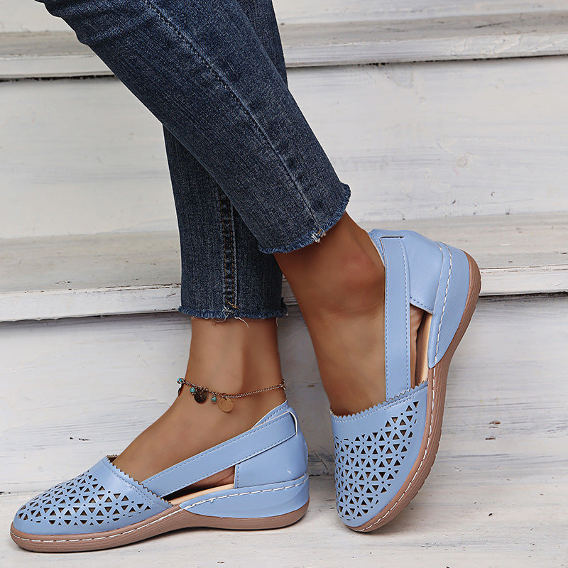 Round Toe Wedge Cross-border Large Size Flat Bottom Women's Sandals Gronata