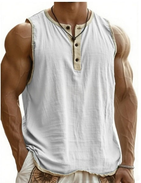 Men's Pure Cotton Sleeveless Fitness Casual Trendy Tank Top Gronata