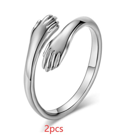 Alloy Simple Hands Hug Ring Opening Adjustable Jewelry Gronata