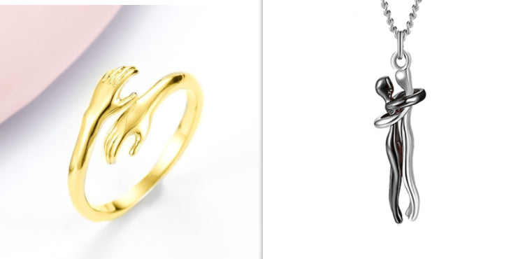 Alloy Simple Hands Hug Ring Opening Adjustable Jewelry Gronata