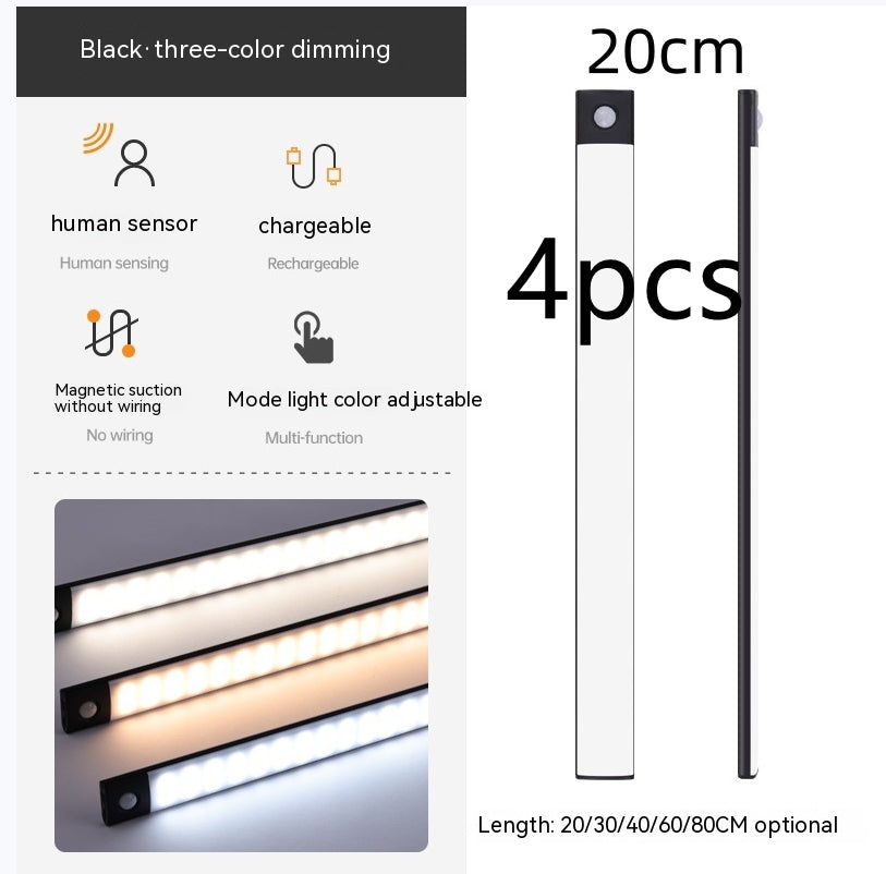 Smart Infrared Sensor Lamp Wireless Magnetic Long Cabinet Light With Rechargeable Hallway Wardrobe Gronata