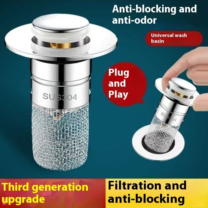 Wash Basin Drain Cap Filter Washbasin Sink Drainer Deodorant Mesh Basin Universal Gronata