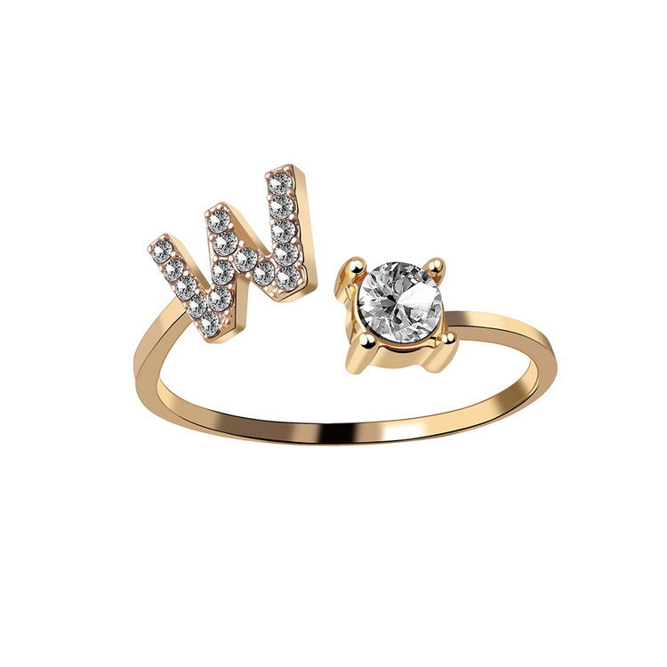 New Design Adjustable 26 Initial Letter Ring Fashion Jewelry For Women Simple Elegant Jewelry Gronata