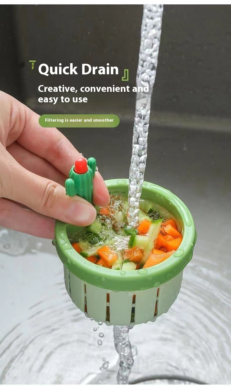 Cactus Sink Drain Strainer Press Automatic Dumping Basket Multi-functional Use Filter Net For Tub Kitchen Waste Collector Kitchen Gadgets Gronata