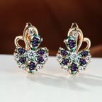 Rose Ring Colorful Flower Drop-shaped Zircon Earrings Gronata