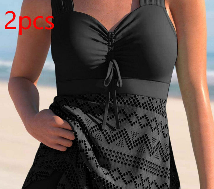 Korean Version Of Solid Color Lace One-piece Swimsuit Gronata