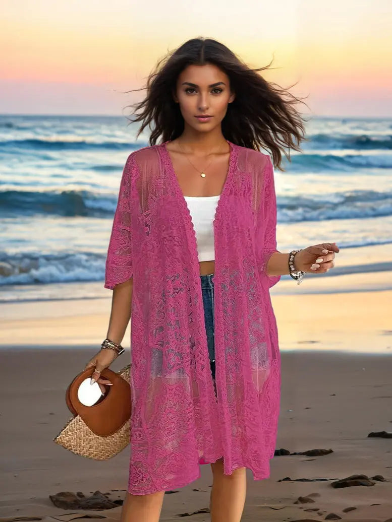 Women's Sexy See-through Water-soluble Lace Embroidered Cardigan Gronata