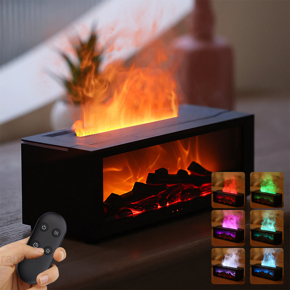 New Flame Aromatherapy Machine Colorful Essential Oil Diffuser Home Large Fog Volume Flame Humidifier 3D Flame Fireplace Machine Gronata